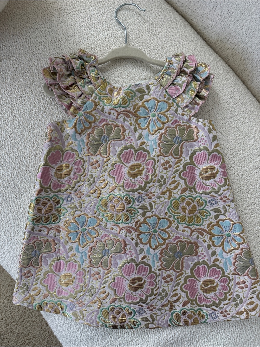 Pippa & Julie Pink, Gold and Green Brocade Dress